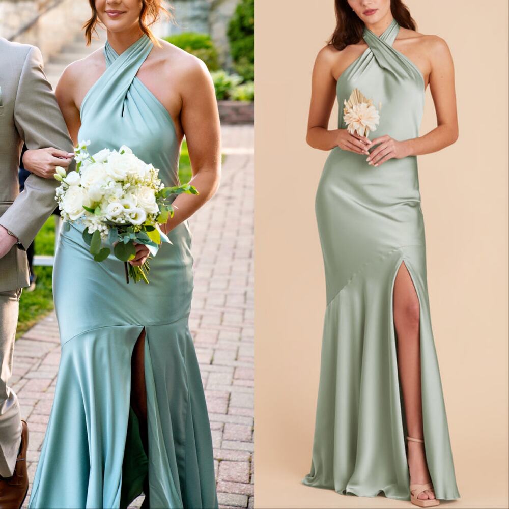 Birdy Grey Stephanie Matte Satin Dress Sage